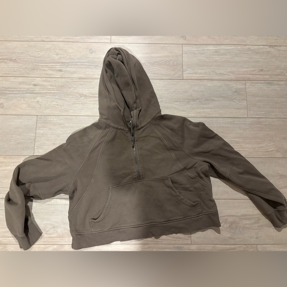 Lululemon Cropped Brown Half-Zip Hoodie